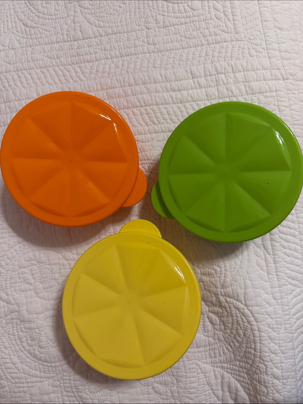 Tupperware Food Covers - Orange, Green, Yellow